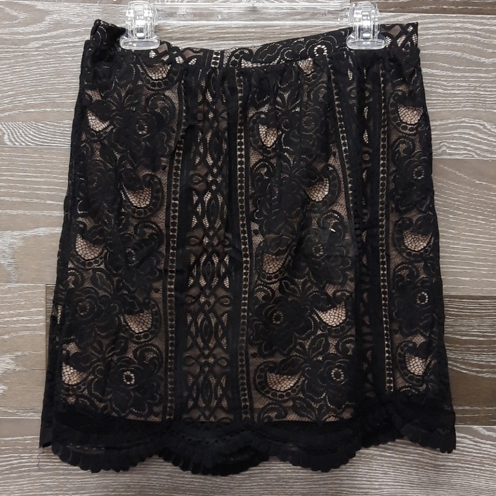 Xhileration black lace lined midi skirt, goth